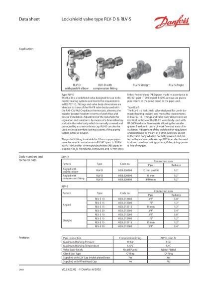 Data Sheet Lockshield Valve Type Rlv D Rlv S Danfoss