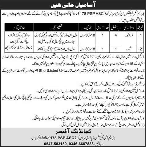 Pak Army Civilian Jobs Advertisement