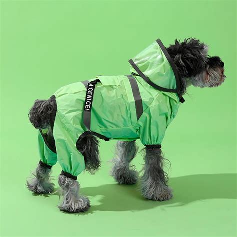 Ajziojiro Dog Puppy Raincoat Adjustable Reflective Hooded Long Pet