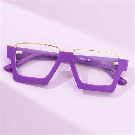 Dardhan Rectangle Purple Eyeglasses Vooglam