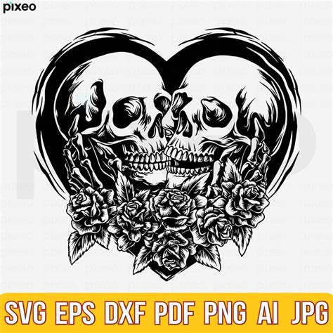 Skull Lovers Svg Skull Svg Dead Skeleton Love Svg Gothic Etsy