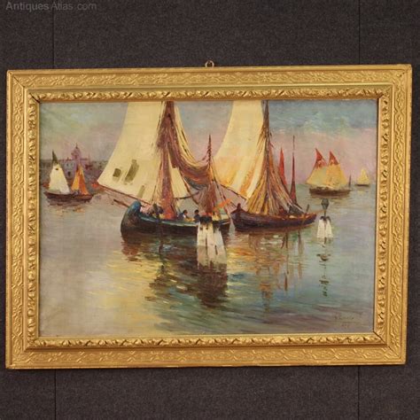 Antiques Atlas Signed Painting And Dated Seascape With Boats