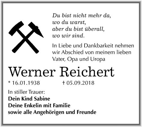 Traueranzeigen Von Werner Reichert Abschied Nehmen De