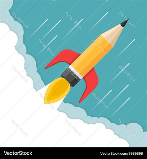 Pencil Rocket Royalty Free Vector Image Vectorstock