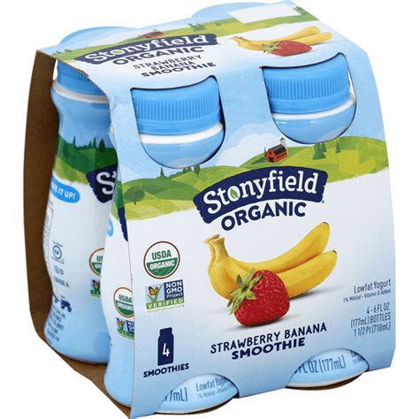 Stonyfield Farm Organic Yogurt Lowfat Strawberry Banana Smoothie