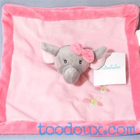 sos doudou éléphant kimbaloo carré plat rose