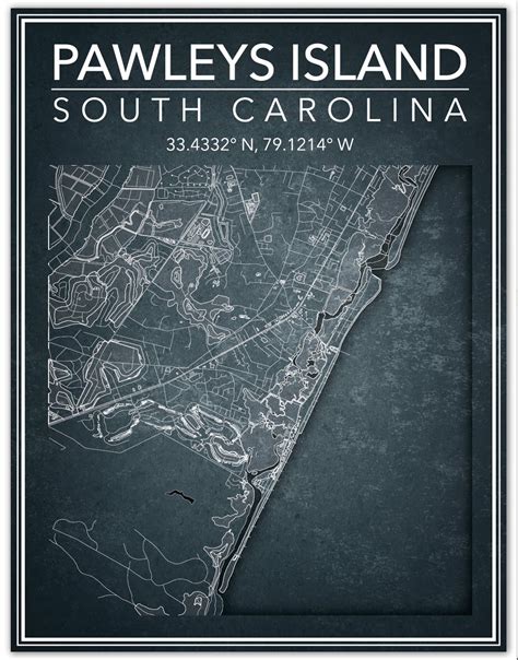 Wall Art Map Print Pawleys Island South Carolina Etsy