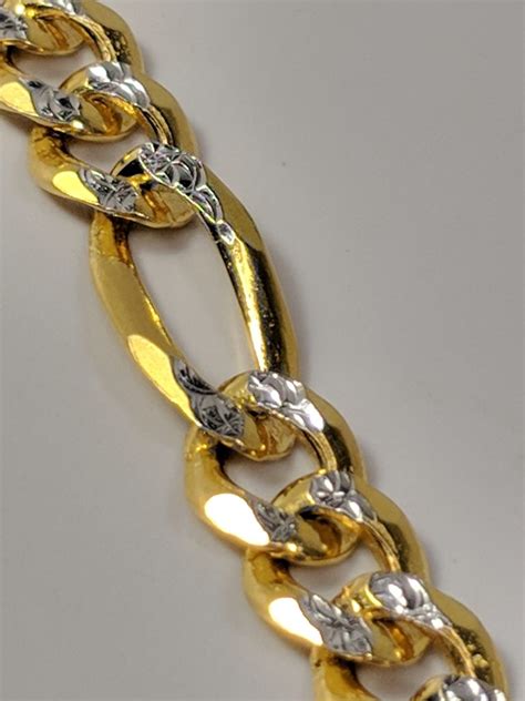 Kt White And Yellow Gold Figaro Pave Chain Carbo Jewelers