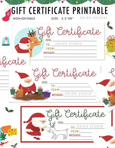 Christmas Santa T Certificate Template For Kids T Etsy