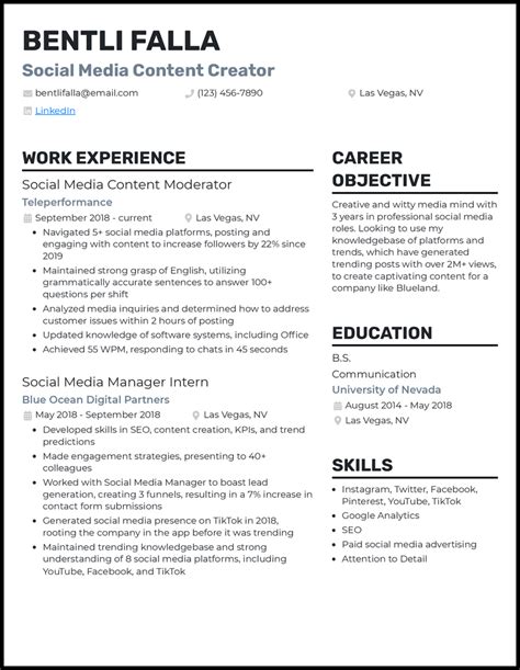 3 Content Creator Resume Examples Proven To Work In 2023