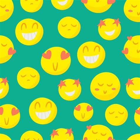 Premium Vector A Pattern Of Bright Emoticons Seamless Cartoon Pattern