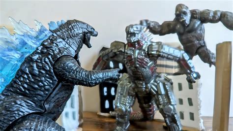 Godzilla And Kong Vs Mecha Godzilla Stop Motion Battle Youtube