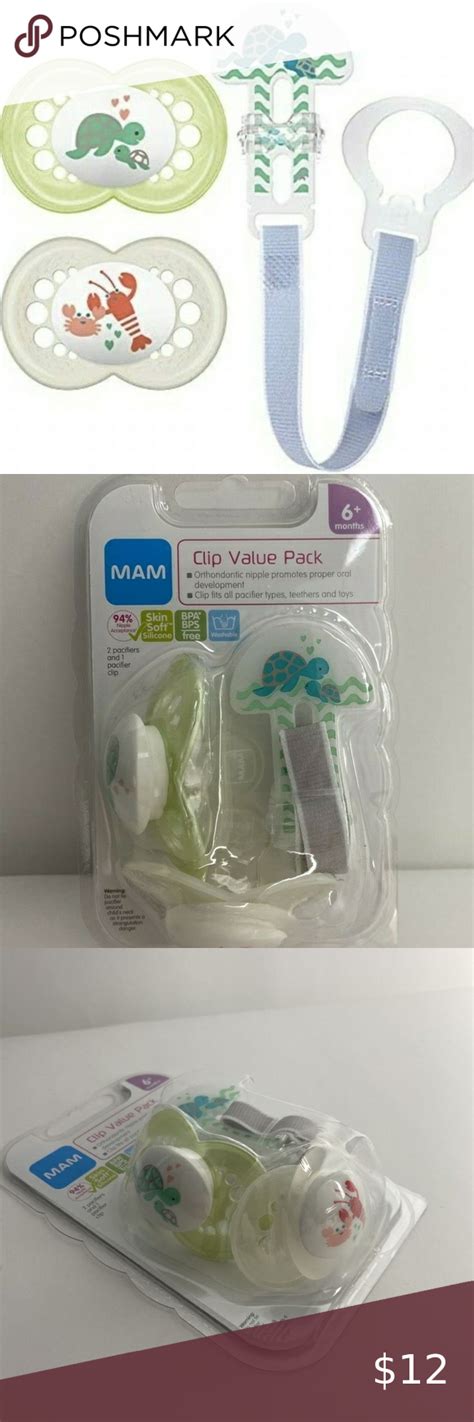 Mam Clip Value Pack 2 Orthodontic Pacifiers And 1 Pacifier Clip 6m