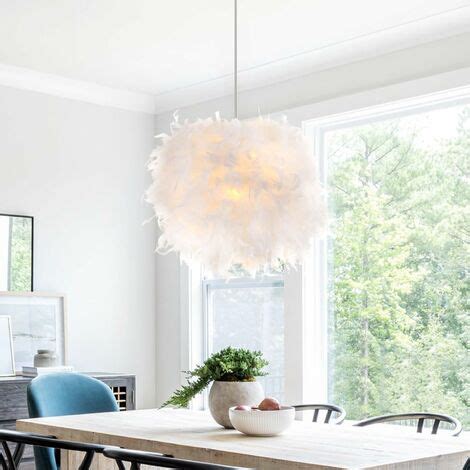 Lustre Suspension Moderne Suspension Luminaire Abat Jour En Plume