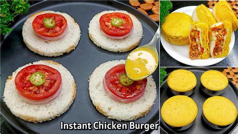 Instant Chicken Burger Recipe Without Burger Bun Chicken Snacks Bread Snacks Burger