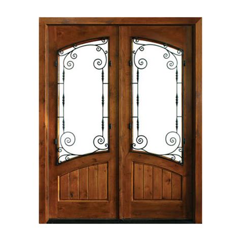 ESWDA 68x78 Exterior Knotty Alder Keowee Boneau Double Door Euro Sino