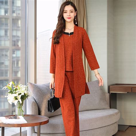 2 Piece Set Winter 3pcs Warm Women Plus Size Pants Suits Outfits Co Ord Set Cardigan Top Elegant