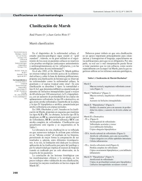 Pdf Clasificaci N De Marsh Clasificaciones En Gastroenterolog A