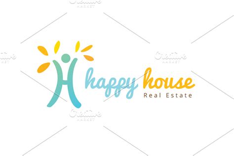 Happy House Logo Logo Templates Creative Market