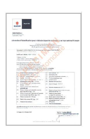 Certificat de Conformité Suzuki Gratuit Guide des formalités d