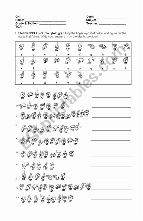 Fingerspelling Practice Worksheets Unique Fingerspelling Practice ...