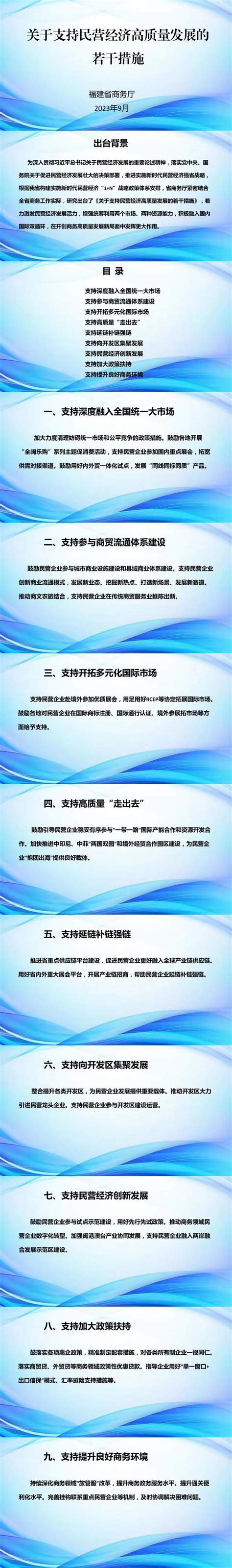 《关于支持民营经济高质量发展的若干措施》政策解读 政策解读 福建省商务厅