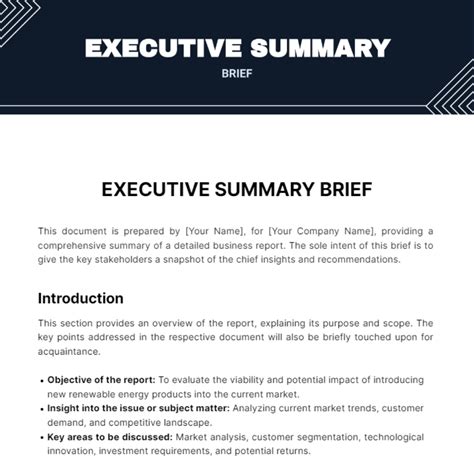 Free Executive Summary Brief Template - Edit Online & Download ...