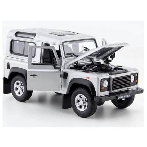 Miniatura Carro Land Rover Defender Prata Welly