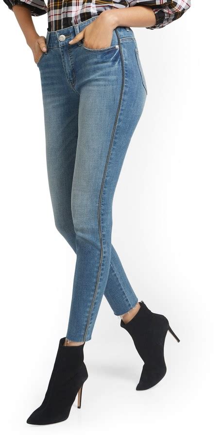 New York And Co Mya Curvy High Waisted Sculpting No Gap Super Skinny Jeans Side Zip Shopstyle