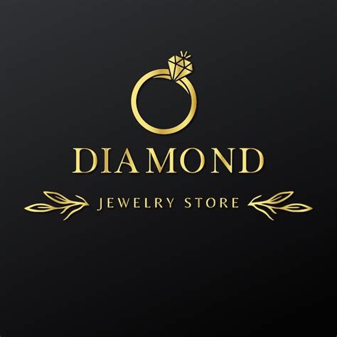 Logotipo de diamante de joyería de lujo de color dorado Vector Premium