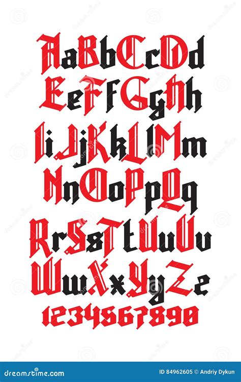 New Modern Custom Gothic Font Full Stock Vector Royalty Free