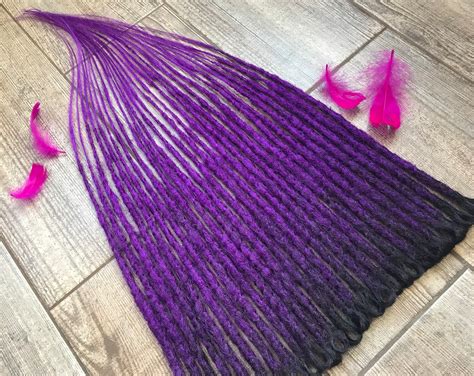 Synthetic Dreads Black Purple Ombre Crochet Double Or Single Etsy