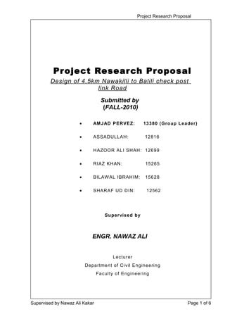 Project Research Proposal Design of 4.5km road | PDF