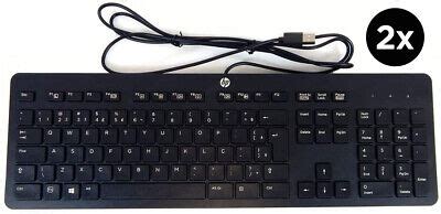 2X HP SK 2120 Ultra Slim Wired Black USB Keyboard US Version 803181 001