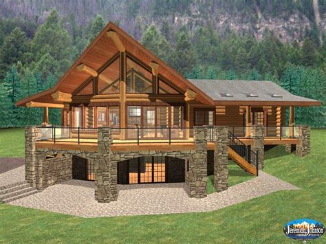rustic mountain house plans  walkout basement house plans