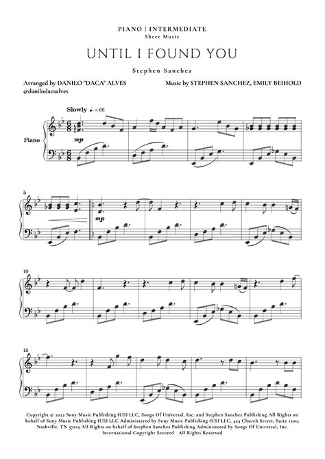 Until I Found You Arr Danilo Daca Alves By Stephen Sanchez Sheet Music For Piano Solo At