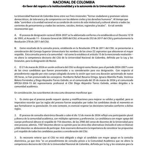 Más De 600 Profesores De La Universidad Nacional Defendieron La Elección De José Ismael Peña