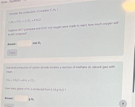 Solved Consider The Combustion Of Propane C3h8