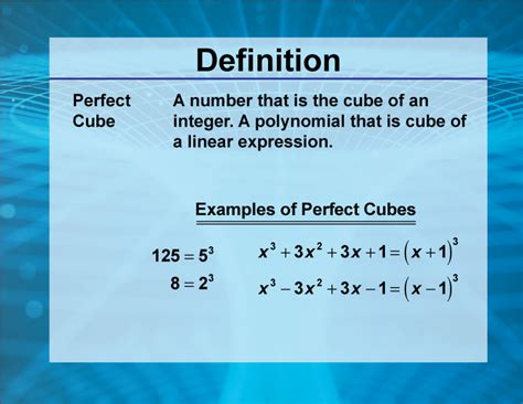 Video Definition 24 Rationals And Radicals Perfect Cube Media4math