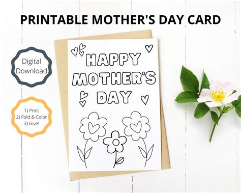 Printable Mothers Day Card Happy Mothers Day Etsy