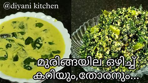 Muringayila Curry And Thoranmuringayila Thoran Drumstick Leaves Recipe Diyani Kitchen Youtube