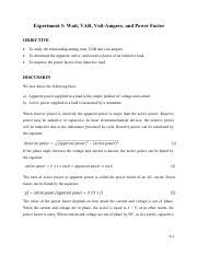 Understanding Power Factor And Inductive Load Experiment Course Hero