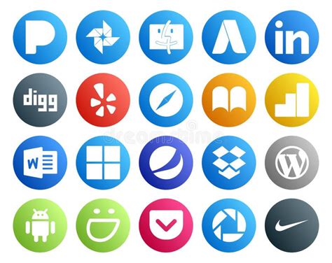 20 Social Media Icon Pack Including Android Wordpress Browser