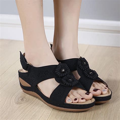 Aueoeo Women Summer Wedge Heel Sandals Shoes Casual Sandals Platform