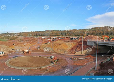 Roundabout Under Construction Stock Image - Image of road, digger ...