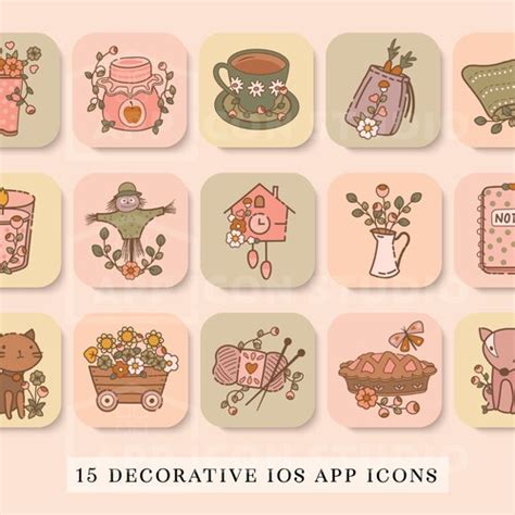 Cute Cottagecore Aesthetic App Icons Ios 14 Iphone Android Etsy