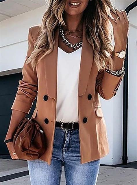 Women S Blazer Outdoor Office Office Career Spring Fall Winter