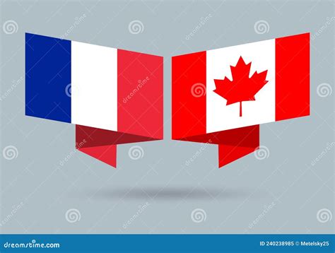 France And Canada Flags Canadian And French National Symbols Vector