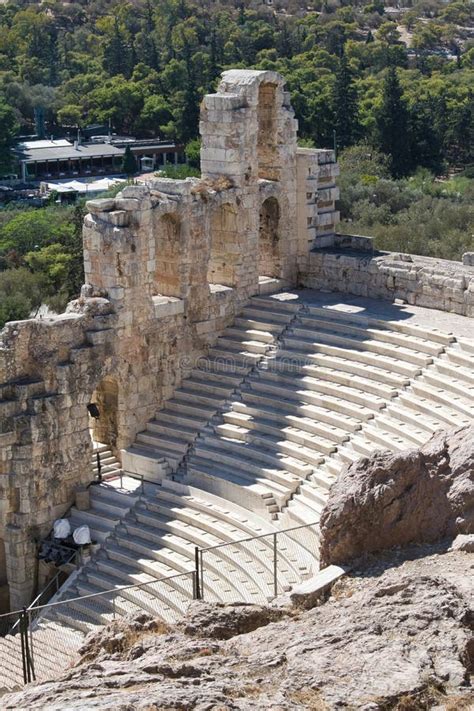 Odeon Des Herodes Atticus Allgemein Bekannt Als Herodeion Athens