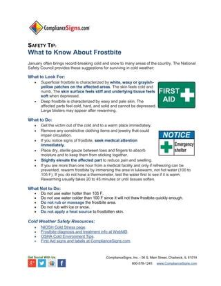 Safety Tip: What to Know About Frostbite | PDF | Free Download